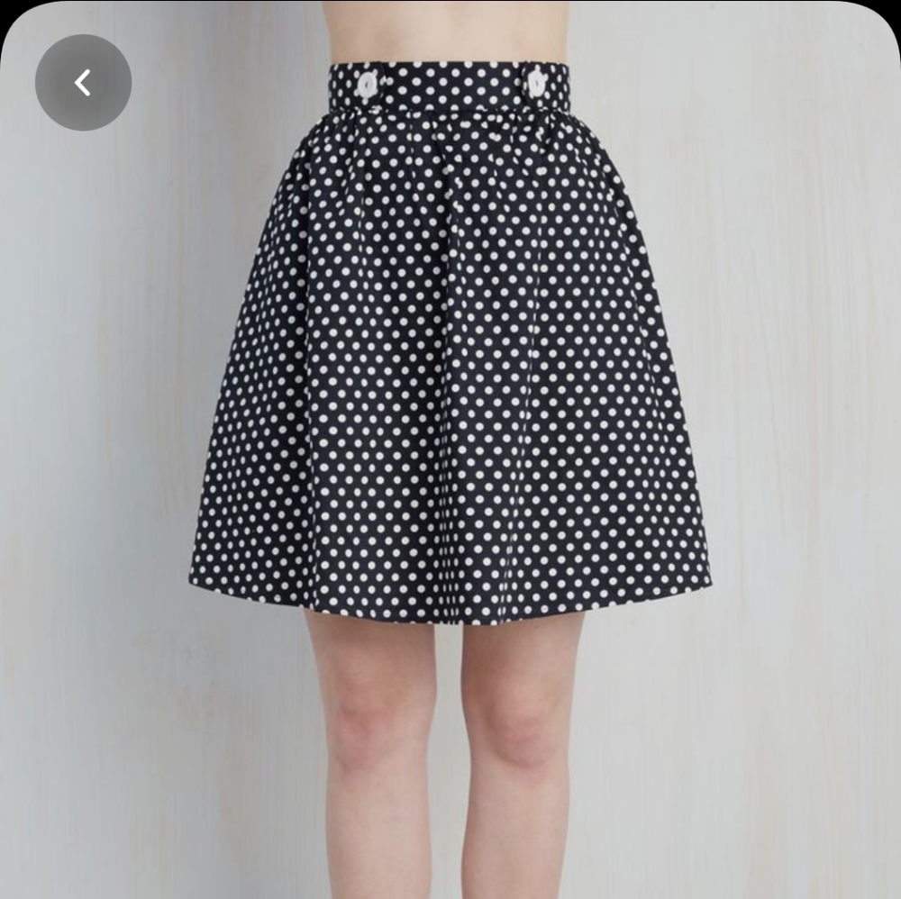 Navy blue polka dot a-line skirt